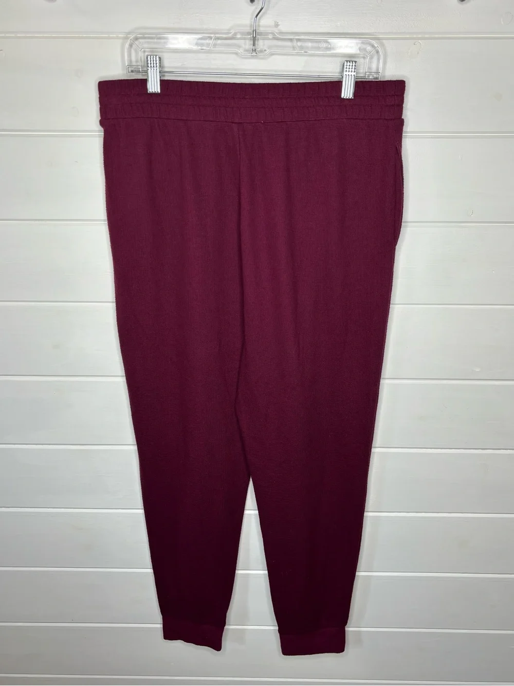 Victoria’s Secret Waffle Knit Lounge Jogger Pants Burgundy High Rise Size Large